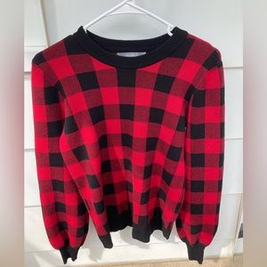 Marled Red & Black plaid sweater Size XS